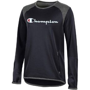 Champion Script Logo Women's Black Athletic Tech Crew Performance Fleece