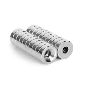 ZDYWY 20 Pieces 12 x 3mm with 3mm Countersunk Hole Permanent Disc Rare Earth Fastener Magnets Refrigerator Neodymium Magnets - 0.47 inch D x 0.12 inch H with 0.12 inch D Screw Hole
