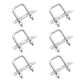 Rrina 6 Sets Square U-Bolts Inner Width 25mm/0.98" 304 Stainless Steel M6 with Nuts Frame Plate