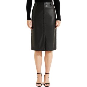 Faux Leather Skirt Midi Pencil Skirt for Women Vintage Skirt for Work