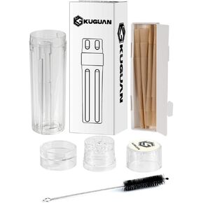 Portable Grinder Cone Loader Cone Rolling Machine All-in-One Cone Case, Pre-Rolled Cones Plastic Spice Grinder with Magnetic Top (12 Pre-Roll Cones Included) (Black)