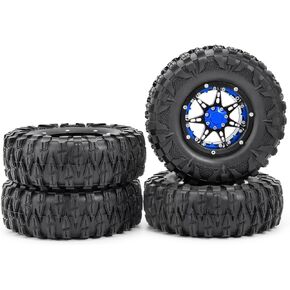 2.2inches Beadlock Wheel Rims with 120mm Rubber Tires for 1/10 Axial Scx10 TRX4 90046 90018 RC Crawler Car (Black& Red)