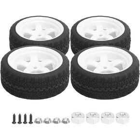 4Pcs 65mm RC Non-Slip Rubber Tires, Series Hub with Sponge Lining, Wheel Upgrade Accessories Suitable for WPL D12 1/10 (012W)