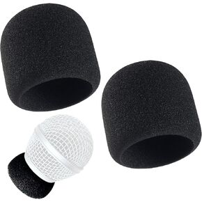 RhymKawa Microphone Capsule Inside Windscreen Foam Replacement for Beta58 SM58 and Universal Mic Handheld Head Grille Interior Replacement, 2 Pack Black