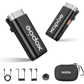 GODOX WEC Wireless Lavalier Microphone 200m Wireless Range 12g Lavalier Lapel Mic Recording Noise Cancellation Compact 2.4GHz Wireless Lapel Mic for Cameras Live Streaming Computer TikTok