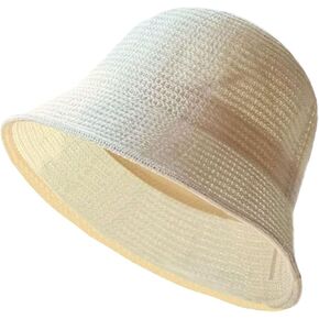JAZTAKU Women Mesh Woven Bucket Hat, Crochet Bucket Hat for Women Beach Hat, Trendy Sun Hat Packable Foldable in Saudi Arabia