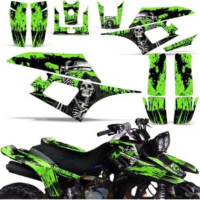 Wholesale Decals ATV Graphics kit Sticker Decal Compatible with Yamaha Warrior 350 All Years - Reaper V2 Green