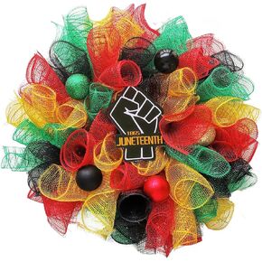 إكليل Juneteenth للباب الأمامي، 19 يونيو 1865، أكاليل بأربعة ألوان، يوم تذكاري لحرية الاحتفال بالمهرجان الأمريكي الأفريقي، ديكورات Juneteenth لساحة ديكور الحائط المنزلي، الشرفة in Kuwait