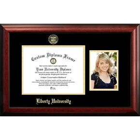 NCAA Liberty Flames Unisex Liberty University 11 x 8.5 Inches Gold Embossed Diploma Frame with 5 x 7 Inches Portrait Gold Embossed Diploma Frame with 5 x 7 Inches Portrait Brown One Size