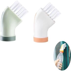 2 Pack Cleaning Brush Nozzle Head OD 28mm 1.1'' Thread Connector Spout Cap Converter for Beverage Mineral Water Bottle to Wet Cleaning Brushes Household Dual-use Dead Corner Gap Sweep Brush
