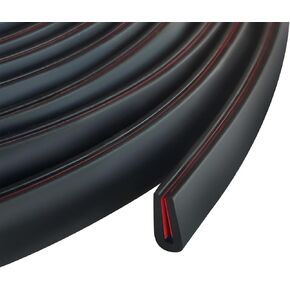 Rubber Edge Trim, 1-1/2 inch Wide U Channel Edge Trim, Big Size U Shaped Trim, Self Adhesive Edge Banding for Plywood, Woods, Doors, Shelf, Cabinet, Countertop, Length 20Ft, Black Gloss Finish