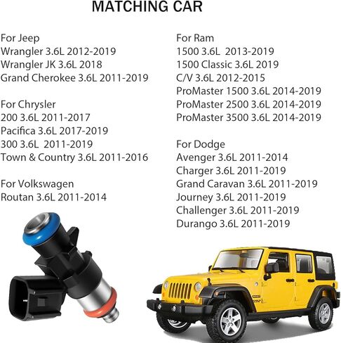 حاقن الوقود لشاحن دودج تشالنجر، لسيارة جيب رانجلر جراند شيروكي، لكرايسلر باسيفيكا، لرام 1500 بروماستر 3.6L V6 0280158233 (6 قطع) in Kuwait