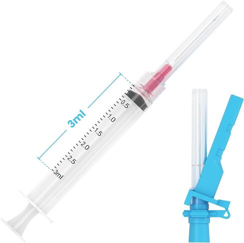 3ML 23G 1" Safety Needle & 18G 1" Blunt needle, 100 Count Pack, Sterile Pack - Screw On Tip - Individually Sealed -Disposable - with Clear Measurement Markings in Saudi Arabia