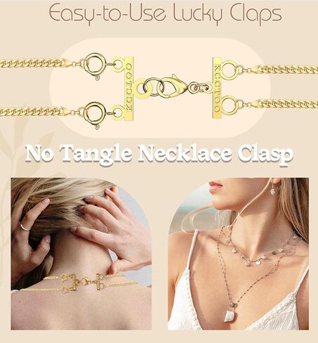 Kcctoo Lucky Necklace Connectors for Multiple Necklace Layering Clasps 18K Gold and Silver Womens Jewelry Separators in Saudi Arabia