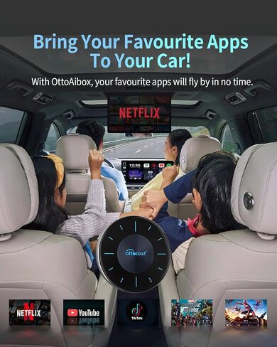 OTTOCAST P3 OttoAiBox - 2024 Android 12 CarPlay AI Box، CarPlay اللاسلكي ومحول Android التلقائي، 8 جيجابايت + 128 جيجابايت، مخرج HDMI، نظام تحديد المواقع العالمي (GPS)، عرض الفيديو على YouTube، Netflix، Tiktok، إلخ in Saudi Arabia