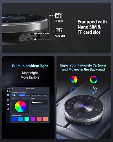 OTTOCAST P3 OttoAiBox - 2024 Android 12 CarPlay AI Box، CarPlay اللاسلكي ومحول Android التلقائي، 8 جيجابايت + 128 جيجابايت، مخرج HDMI، نظام تحديد المواقع العالمي (GPS)، عرض الفيديو على YouTube، Netflix، Tiktok، إلخ in Saudi Arabia