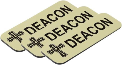 Deacon, Cross Design 1 x 3" Name Tag/Badge, Black (1 Pack) in Saudi Arabia