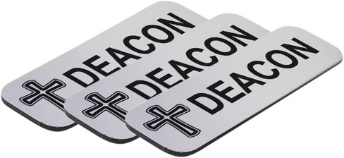 Deacon, Cross Design 1 x 3" Name Tag/Badge, Black (1 Pack) in Saudi Arabia