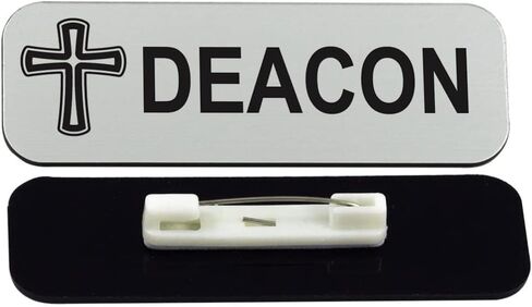 Deacon, Cross Design 1 x 3" Name Tag/Badge, Black (1 Pack) in Saudi Arabia