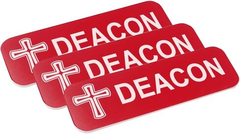 Deacon, Cross Design 1 x 3" Name Tag/Badge, Black (1 Pack) in Saudi Arabia