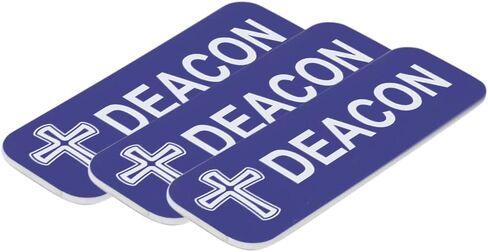 Deacon, Cross Design 1 x 3" Name Tag/Badge, Black (1 Pack) in Saudi Arabia