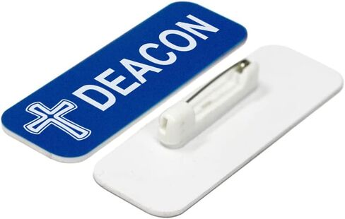 Deacon, Cross Design 1 x 3" Name Tag/Badge, Black (1 Pack) in Saudi Arabia