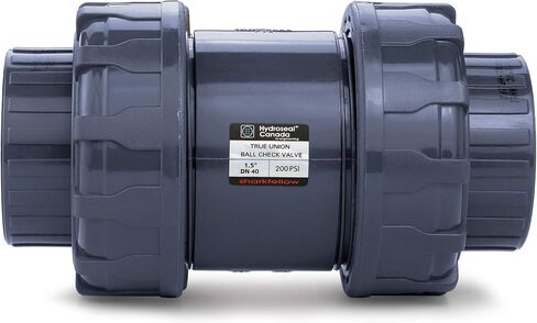 HYDROSEAL Sharkfellow 1 1/4 بوصة PVC True Union Ball Check Valve مع منفذ كامل، ASTM F1970، مع أختام EPDM، خالية من التآكل، خدمة مجانية، مصنفة عند 200 رطل لكل بوصة مربعة عند 73F، رمادي، مقبس 1 1/4 بوصة (1 1 /4 '') in Kuwait