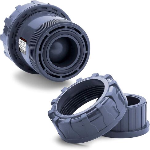 HYDROSEAL Sharkfellow 1 1/4 بوصة PVC True Union Ball Check Valve مع منفذ كامل، ASTM F1970، مع أختام EPDM، خالية من التآكل، خدمة مجانية، مصنفة عند 200 رطل لكل بوصة مربعة عند 73F، رمادي، مقبس 1 1/4 بوصة (1 1 /4 '') in Kuwait