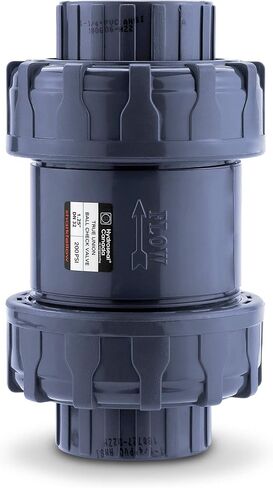 HYDROSEAL Sharkfellow 1 1/4 بوصة PVC True Union Ball Check Valve مع منفذ كامل، ASTM F1970، مع أختام EPDM، خالية من التآكل، خدمة مجانية، مصنفة عند 200 رطل لكل بوصة مربعة عند 73F، رمادي، مقبس 1 1/4 بوصة (1 1 /4 '') in Kuwait