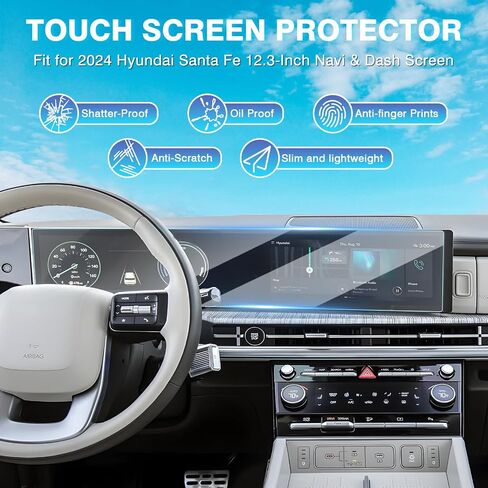 Karltys Screen Protector for 2024 Hyundai Santa Fe 12.3-Inch Touchscreen & Instrument Cluster Screen, Nano Screen Protector for 2024 Sante Fe Accessories, Car Radio Screen Cover Anti Fingerprint in Saudi Arabia