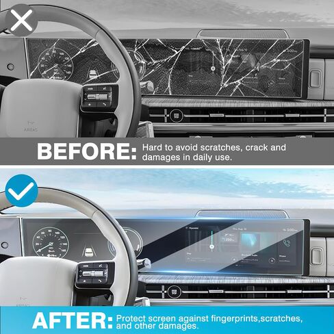 Karltys Screen Protector for 2024 Hyundai Santa Fe 12.3-Inch Touchscreen & Instrument Cluster Screen, Nano Screen Protector for 2024 Sante Fe Accessories, Car Radio Screen Cover Anti Fingerprint in Saudi Arabia