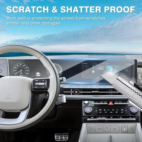 Karltys Screen Protector for 2024 Hyundai Santa Fe 12.3-Inch Touchscreen & Instrument Cluster Screen, Nano Screen Protector for 2024 Sante Fe Accessories, Car Radio Screen Cover Anti Fingerprint in Saudi Arabia