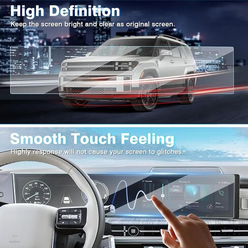 Karltys Screen Protector for 2024 Hyundai Santa Fe 12.3-Inch Touchscreen & Instrument Cluster Screen, Nano Screen Protector for 2024 Sante Fe Accessories, Car Radio Screen Cover Anti Fingerprint in Saudi Arabia