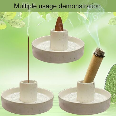 حامل بالو سانتو - مبخرة بخور سيراميك بيضاء مرقطة ممتازة لعصي بالو سانتو - مع قاعدة مبخرة ذات 9 فتحات لموقد عصا البخور (4.1 بوصة × 1.8 بوصة) in Kuwait