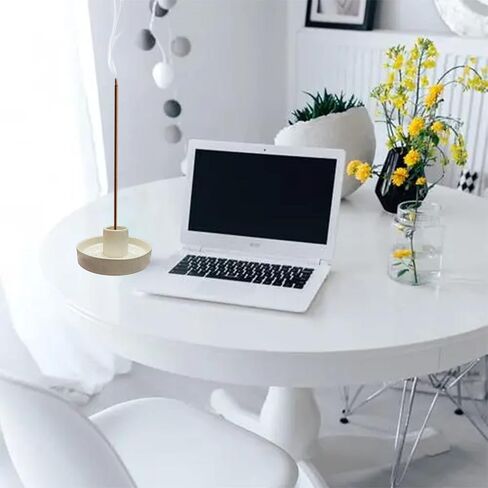 حامل بالو سانتو - مبخرة بخور سيراميك بيضاء مرقطة ممتازة لعصي بالو سانتو - مع قاعدة مبخرة ذات 9 فتحات لموقد عصا البخور (4.1 بوصة × 1.8 بوصة) in Kuwait