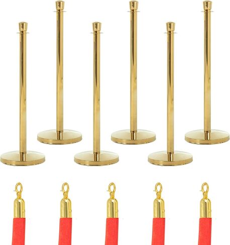 US Weight Single Velvet Rope Accessory for Crowd Control Stanchions - 6', Red with Brass Belt Ends in Saudi Arabia