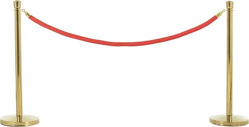 US Weight Single Velvet Rope Accessory for Crowd Control Stanchions - 6', Red with Brass Belt Ends in Saudi Arabia