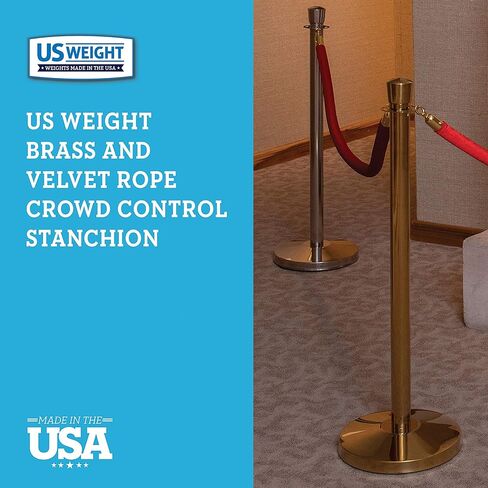 US Weight Single Velvet Rope Accessory for Crowd Control Stanchions - 6', Red with Brass Belt Ends in Saudi Arabia