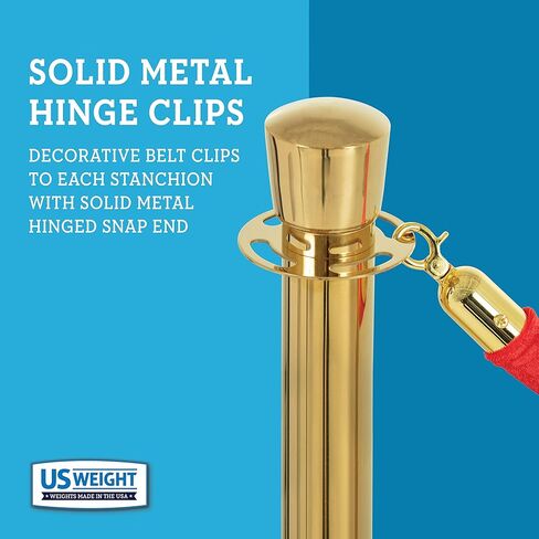 US Weight Single Velvet Rope Accessory for Crowd Control Stanchions - 6', Red with Brass Belt Ends in Saudi Arabia