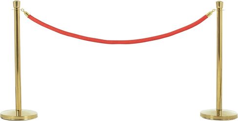 US Weight Single Velvet Rope Accessory for Crowd Control Stanchions - 6', Red with Brass Belt Ends in Saudi Arabia