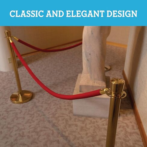 US Weight Single Velvet Rope Accessory for Crowd Control Stanchions - 6', Red with Brass Belt Ends in Saudi Arabia