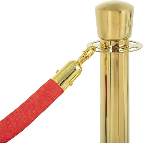 US Weight Single Velvet Rope Accessory for Crowd Control Stanchions - 6', Red with Brass Belt Ends in Saudi Arabia