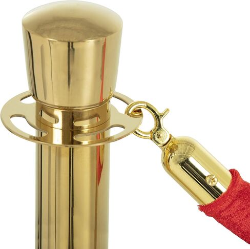 US Weight Single Velvet Rope Accessory for Crowd Control Stanchions - 6', Red with Brass Belt Ends in Saudi Arabia