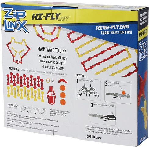 Jumping Domino Action - Hi-Fly Set | Chain Reaction Game - Create Unlimited Designs | Includes 22 ZipLinx, 3 Hi-Fly Balls, and 1 Launcher Key in Saudi Arabia