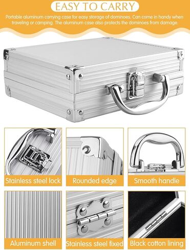 Kalolary Double 12 لعبة دومينو قطار مكسيكي، 91 قطعة من ألعاب الدومينو في علبة من الألومنيوم مع 9 وسادات نقاط لكتيب تعليمات القطارات ومركز على شكل مثمن (نمط الأرقام) in Kuwait