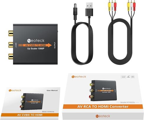 Neoteck Mini AV RCA to HDMI Converter, Alloy Case Version, CVBS Composite to HDMI Adapter for TV PC PS3 STB VHS VCR Blue-Ray DVD Players Projector in Saudi Arabia