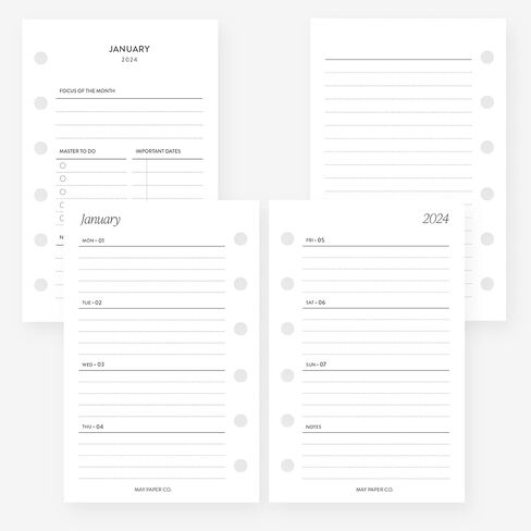 2025 Pocket Weekly Planner Refill, Week on Two Page Planner Insert for Pocket Filofax and LV PM 6 ringed Agenda (Weeks with Tracker) in Saudi Arabia