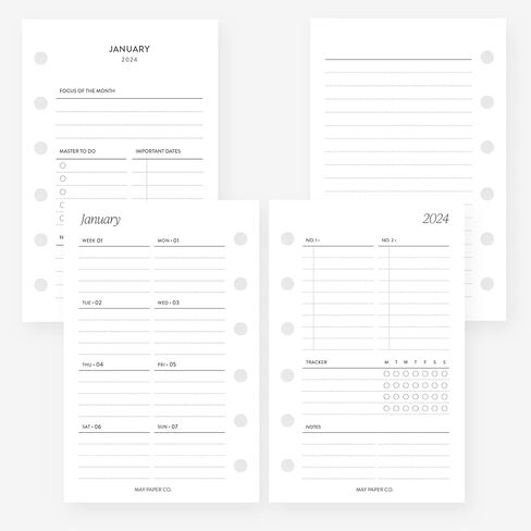 2025 Pocket Weekly Planner Refill, Week on Two Page Planner Insert for Pocket Filofax and LV PM 6 ringed Agenda (Weeks with Tracker) in Saudi Arabia