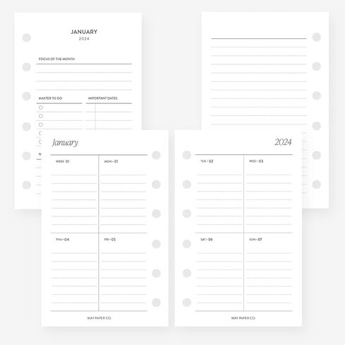 2025 Pocket Weekly Planner Refill, Week on Two Page Planner Insert for Pocket Filofax and LV PM 6 ringed Agenda (Weeks with Tracker) in Saudi Arabia