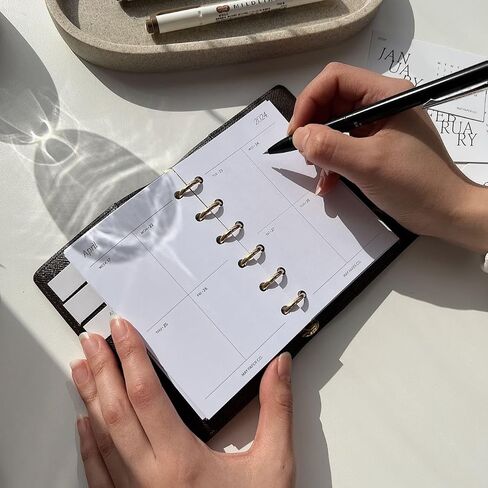 2025 Pocket Weekly Planner Refill, Week on Two Page Planner Insert for Pocket Filofax and LV PM 6 ringed Agenda (Weeks with Tracker) in Saudi Arabia